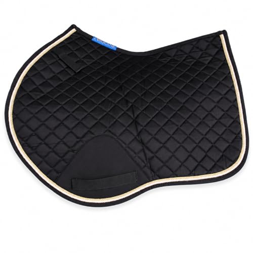 Horse Equine Contoured English Quilted Cotton All Purpose Saddle Pad 72TS37 - color: Black