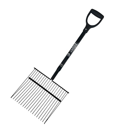 BULLY TOOLS Stall Fork Tool - Heavy Duty Tempered Steel Tines Pitchfork with D-Grip Handle, Ideal for Gardening, Farming, Bedding, Yard Cleaning and Transferring Hay - 100% Made in the USA - 38-Inch