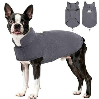 DENTRUN Reversible Dog Winter Coat, Windproof Polar Fleece Reflective Vest - color: Grey, size: Medium
