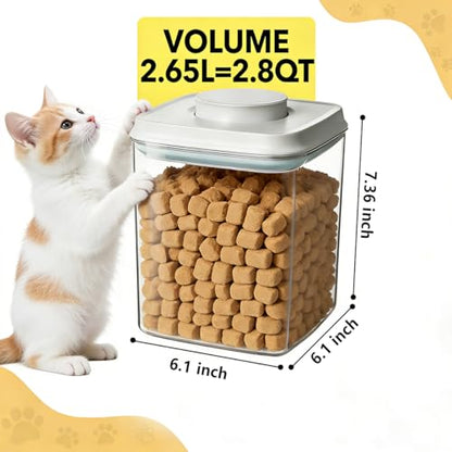 Ankou 2 Pack Airtight Dog Food Storage Containers, 2.8 QT Each, One-Touch Pop Lids, BPA-Free | Clear Stackable Canisters for Pet Food & Cat Treats - color: 2.8 Qt x 2