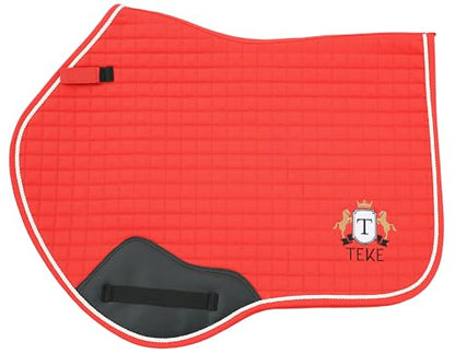 T TEKE Close Contact Saddle Pads,100% Cotton English Saddle Pads for Horses with Moisture-Wicking and Breathable Lining - color: Red