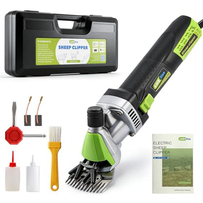 Sheep Shears Electric 850W 2400RPM with 6 Speed (Size: 13.8 * 3.6") | Professional Heavy Duty Shearing Clipper for Shaving Fur Wool in Sheep, Goats, Cattle & Livestock, Includes Carrying Case - size: with 13-Teeth Straight Blade
