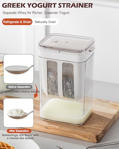 19oz Greek Yogurt Strainer with Stainless Steel Fine Mesh Bag & Lid, 1Pack - color: 1PACK