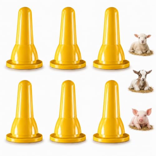 KTXM-Lamb Goat Bottle Nipples, 6-Pack Silicone Feeding Nipples, Pre-Cut X Opening, Replacement Livestock Nursing Teats for Baby Lambs, Goat Kids and Piglets（Bottle not Included）