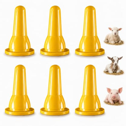 KTXM-Lamb Goat Bottle Nipples, 6-Pack Silicone Feeding Nipples, Pre-Cut X Opening, Replacement Livestock Nursing Teats for Baby Lambs, Goat Kids and Piglets（Bottle not Included）
