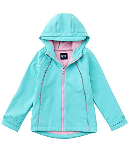 M2C Girls Hooded Fleece Lined Windproof Softshell Windbreaker Jacket - color: Mint Green, size: 2T