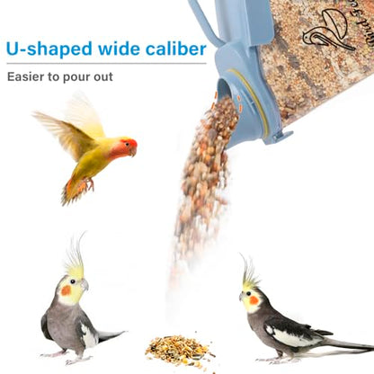 Bird Seed Storage Container,2.8L Airtight Bird Food Container with Handle and Measuring Cup,Portable Pet Food Container for Wild Bird Sunflower Seed-BPA Free Transparent/Blue - color: BLUE BIRD