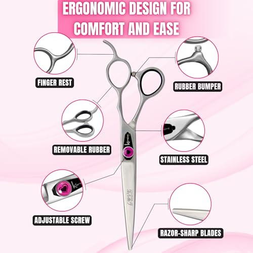 Kenchii Love Dog Grooming Shears, 7in Curved - size: 7.0" Curved