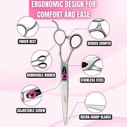 Kenchii Love Dog Grooming Shears, 7in Curved - size: 7.0" Curved