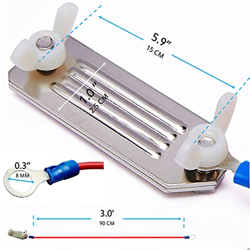 QMARK 2 Pack Electric Fence Tape Connector, Polytape Connector, Polyrope Connector,Energizer Connector, with 36 Inch (90 cm) Wire (to Energizer)