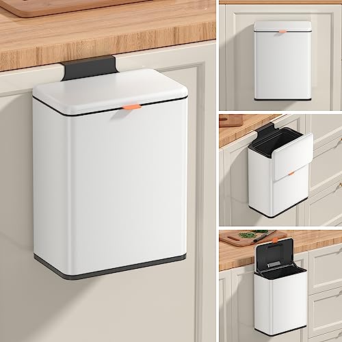 Mbillion 2.1 Gal White Hanging Stainless Steel Compost Bin - color: White, size: 2.1 Gal
