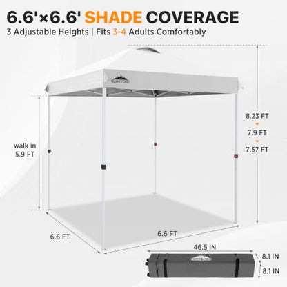 EAGLE PEAK 6.6x6.6 Pop Up Canopy Tent Easy Up Canopy Outdoor, White - color: White, size: 6.6x6.6