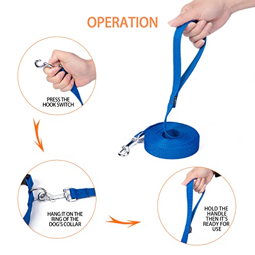 Strong Durable Nylon 15ft Long Dog Training Leash, Traction Rope, 1 Inch Wide, for Small and Medium Dog (Blue, 15 Feet) - color: Blue, size: 15 Feet