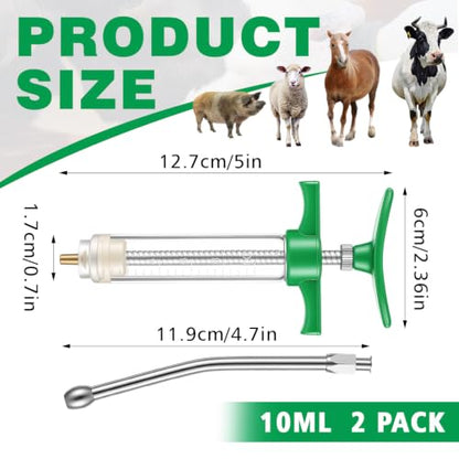 Threlaco 10ml 2 Pcs Drench Gun for Goats, Sheep & Cattle - size: 10ml