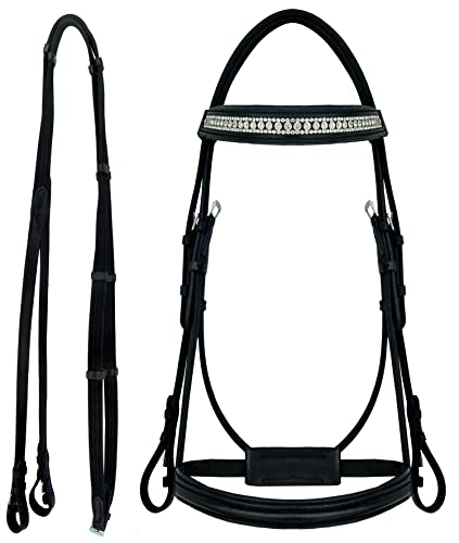 CHALLENGER Horse English Black All-Purpose Trail Pleasure Leather Bridle Reins 805EB04BK-F