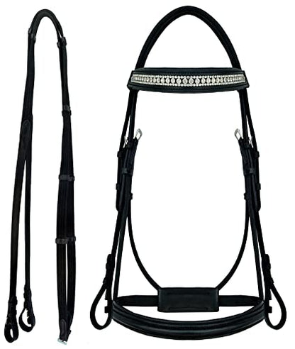CHALLENGER Horse English Black All-Purpose Trail Pleasure Leather Bridle Reins 805EB04BK-F