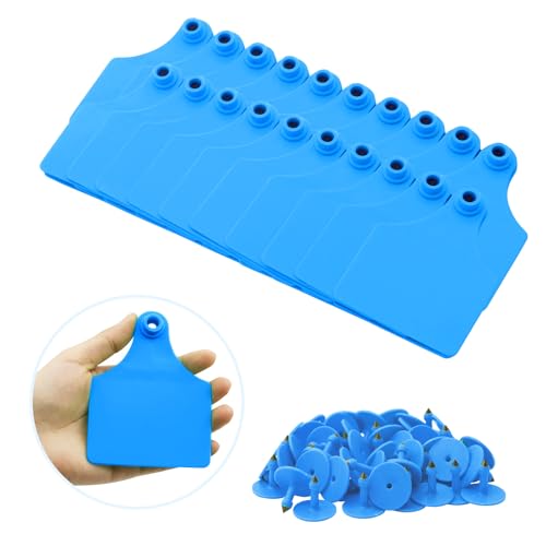 100Pcs Blank Cattle Ear Tags TPU Large Size Identification Tags - color: Blue