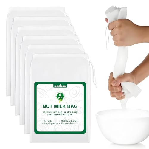 6 Pcs Nut Milk Bag 12 x 8 Inch Yogurt Strainer 200 Mesh Cheese Cloth Bag for Straining Reusable Fine Mesh Strainer for Filtering Yogurt Juice Coffee Tofu Tea Cheese - size: 12X8inch-6pcs