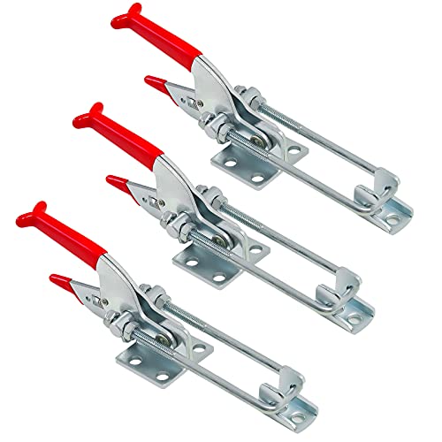 3PCS 2000lbs Toggle Clamp 431,Heavy Duty Toggle Latch Clamp,Tire Carrier Latch,Quick Release Latch,Cam Lever Clamp.Adjustable Latch for Lid Latch,Cam Clamp Latch,Pull Latch & Draw Latch Hardware - style: Red