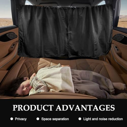3PCS Car Privacy Curtain, Vehicle Blackout Divider Curtain with 2 Rear Side Window Shades, Car Sunshade Screen Cover Blocks Light for Sleeping Camping Fit Sedan SUV Truck - color: 3pcs