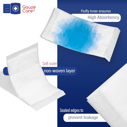 GauzeCare Sterile Abdominal- ABD Combine Pads| 50-Pack, 5 x 9 Inches| Extra Absorbent & Thick, Individually Wrapped Wound Dressing, First Aid Pads| Surgical-Grade, Nonstick- for Heavy Leakage, Post Op - size: 5"x9" (50 Pads)