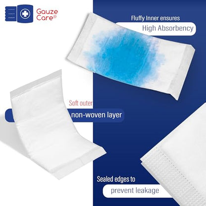 GauzeCare Sterile Abdominal- ABD Combine Pads| 50-Pack, 5 x 9 Inches| Extra Absorbent & Thick, Individually Wrapped Wound Dressing, First Aid Pads| Surgical-Grade, Nonstick- for Heavy Leakage, Post Op - size: 5"x9" (50 Pads)