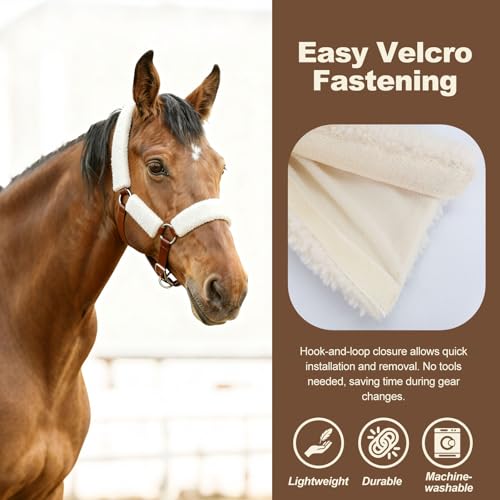 4 PCS Soft Lamb Fleece Horse Halter Cover, Prevents Horse Halter Rubbing