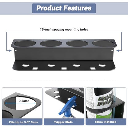 WALMANN Spray Bottle Holder Wall Mount, Metal Spray Can Storage Rack - style: Holds 8 Cans
