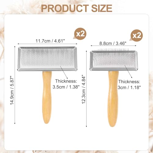 MECCANIXITY 4 Pcs Wool Carder, Hand Carding Brush 2 Large and 2 Medium Wooden Pet Grooming Tool for Needle Felting Pet Grooming Weaving Craft Supplies, Silver, Wood Color - color: Silver, style: 2 Large and 2 Medium