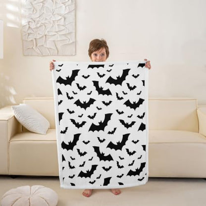 Feelyou Bat Fuzzy Throw Blanket Soft Fluffy Fleece Blankets Black and White Microfuber Plush Blankets 30"x40" - color: Black White, size: 30" x 40"