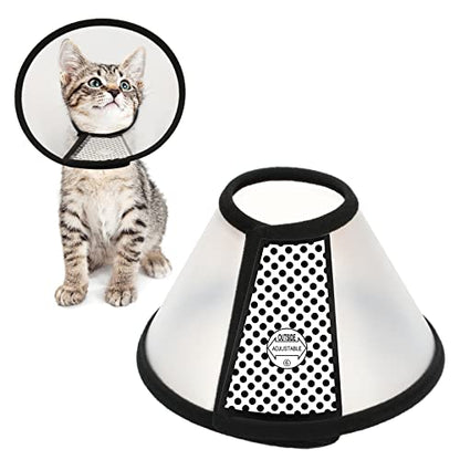 Depets Adjustable Recovery Pet Cone E-Collar for Cats Kittens Rabbits, Plastic Elizabeth Protective Collar Wound Healing Practical Neck Cover, Neck Girth 6.1 in