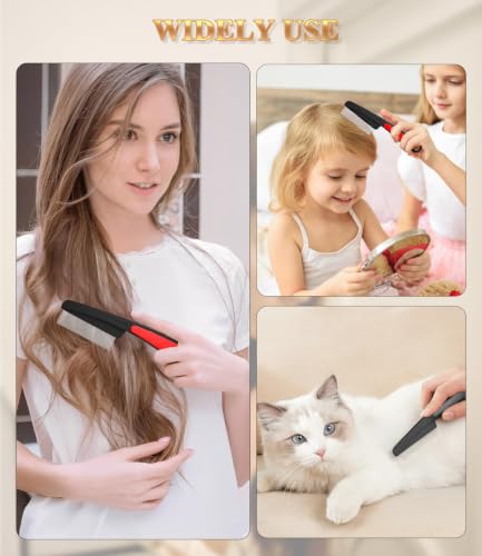 Dandruff Comb Removal 0.5mm Metal Fine Tooth Scalp Detox Hair Care Tool 1PC | Build Up Flakes Lice Comb, Stainless Steel Teeth, Self Cleaning, Scalp Massage, Anti Slip Handle, for Women Men Kids, Red - color: 1PC Red