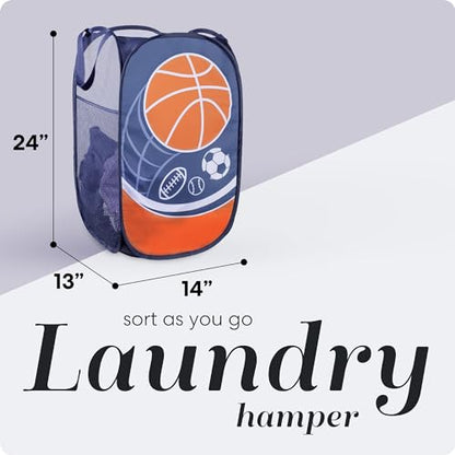 Handy Laundry Collapsible Mesh Pop Up Laundry Hamper 24 Inch - color: Sports, 1-PACK