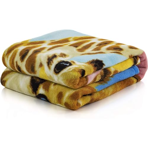 Dawhud Direct Giraffe Fleece Throw Blanket, 50" x 60", Polyester, Animal Print, Multicolor, Unisex, Adult/Kid, Winter, Durable, Camping, Gift
