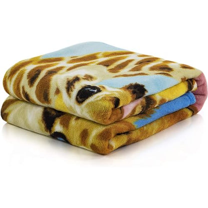 Dawhud Direct Giraffe Fleece Throw Blanket, 50" x 60", Polyester, Animal Print, Multicolor, Unisex, Adult/Kid, Winter, Durable, Camping, Gift