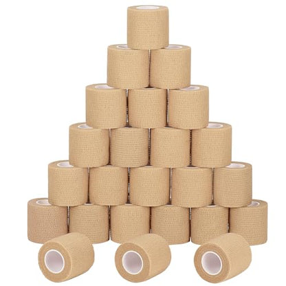 24Pcs Self Adherent Cohesive Bandages Self Adhesive Bandage Wrap 2 in Beige - color: Skin Color, size: 24Pcs