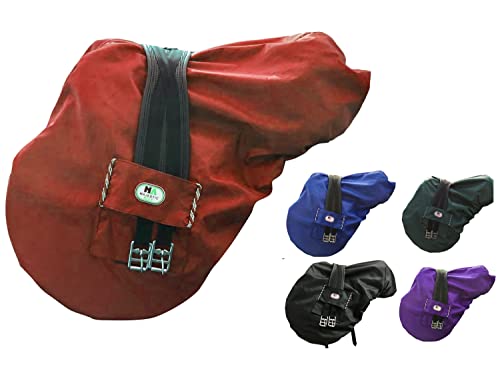 Majestic Ally Nylon Waterproof Fleece Lined Ride On English Saddle Cover-Multiple Color (Red) - color: Red