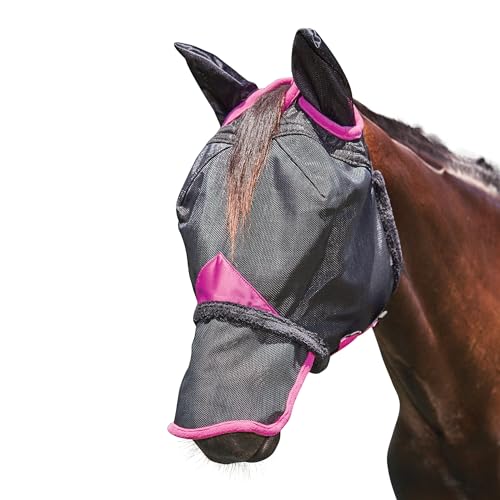 WeatherBeeta ComFiTec Deluxe Durable Mesh Mask with Ears & Nose, Black/Purple, Mini - color: Black/Purple, size: Mini
