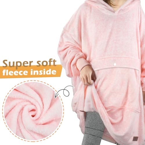 Catalonia Oversized Blanket Hoodie, Wearable Fleece Blanket Sweatshirt - color: Pink Ash / Fleece