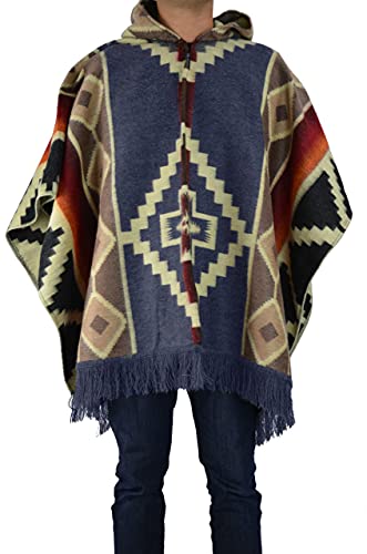Alpaca Land, Handmade Ecuadorean Alpaca Wool Ponchos - color: Navy Blue Otavalo