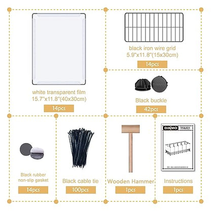 DINMO 28 Panels Bunny Playpen, Iron Net Bottom, 61.4" L x 25.4" W x 22.3" H - style: Plastic+Metal-28 panels-L