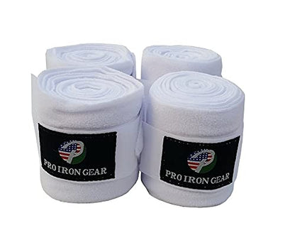 Horse Fleece Wraps Bandages/Polo Wraps/Stable Wraps Equestrian Leg Wraps Set of 4 Equestrian Boot Protection (White) - color: White