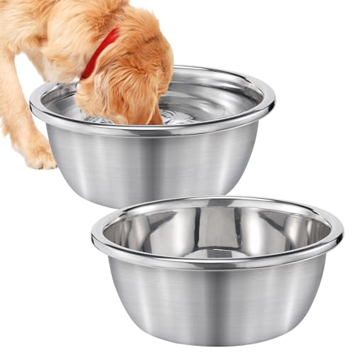 MEWTOGO 2Pcs 1.3 Gallons Food Grade Stainless Steel Large Dog Bowls - size: 1.3 Gallons