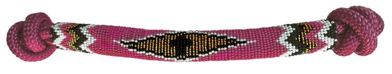 Nylon Horse Size Cowboy Knot Rope Halter with Beaded Cross Nose and Removable Lead - color: Pink