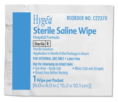 Hygea C22370 Sterile Saline Wipe, 6" x 4", 24/bx | 24/bx