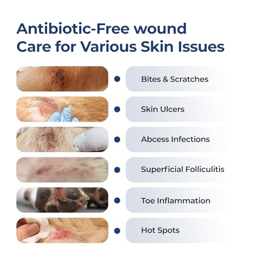 Dog Wound Care Spray | Healing Aid and Skin Repair, Clean Wounds, Relieve Dog Skin Allergies, Safe for All Animals. 3.38 Ounces