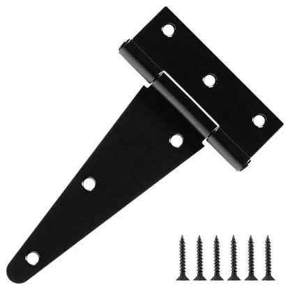 TDCHINGES T Strap Black Gate Door Hinges 6 Inch for Wood Shed 2.5mm 2 Pack - size: 2Pack-6inch