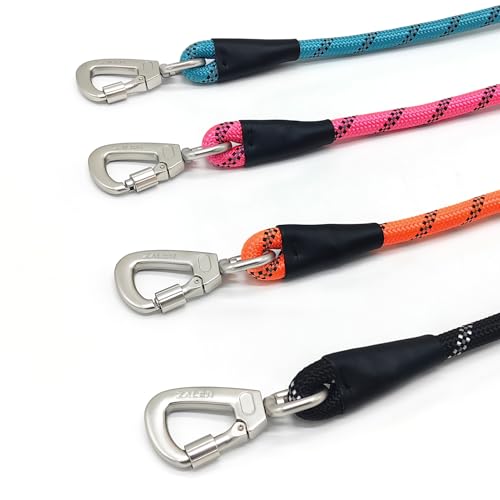 ZALER Rope Dog Leash, 4/5/6/10/15/20/30/50 Foot Reflective Dog Leashes with Carabiner, Heavy Duty Pet Lead for Large and Medium Dogs (4FT, Black) - color: Black, size: 4FT*1/2"