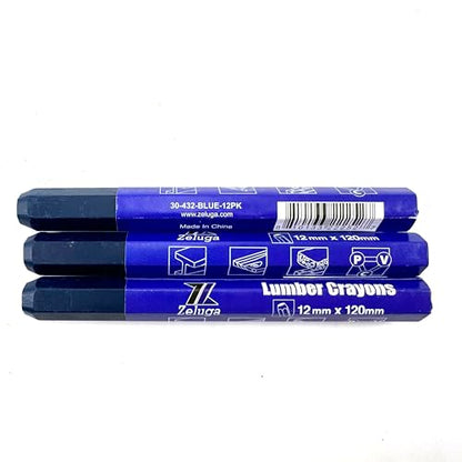 Zeluga 4.7in. x 0.47in. Hex Shape Industrial Lumber Marking Crayons for Clear and Permanent Markings, Blue 12 Pack - color: Blue, size: 1 Count (Pack of 12)