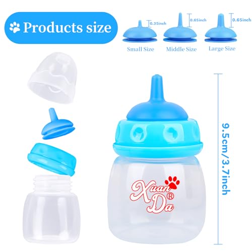 Pet Feeding Bottle,3 Pack 60ml Nursing Bottle, 3 Sizes Nipples with Ventilation Valve Resistant Tearing Perfect for Puppies, Kittens, Small Wildlife（Blue） - color: blue